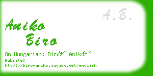 aniko biro business card